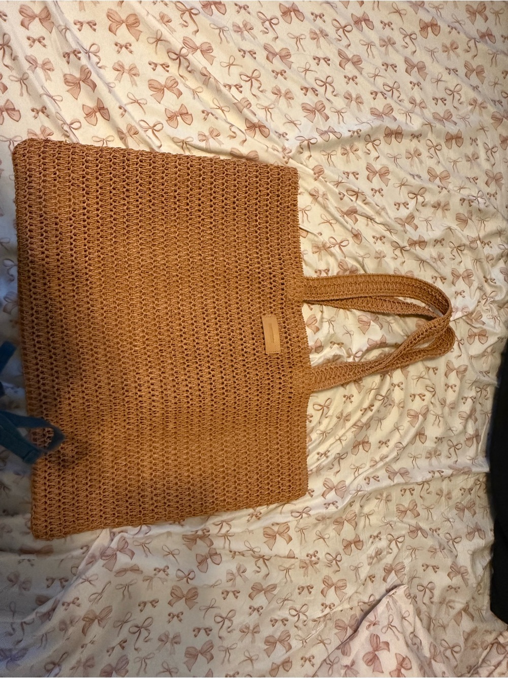 Burberry Woven Tote Bag in Camel Brown